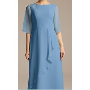 AW BRIDAL 6 S dusty blue Tanya mother of bride formal party midi dress new b23